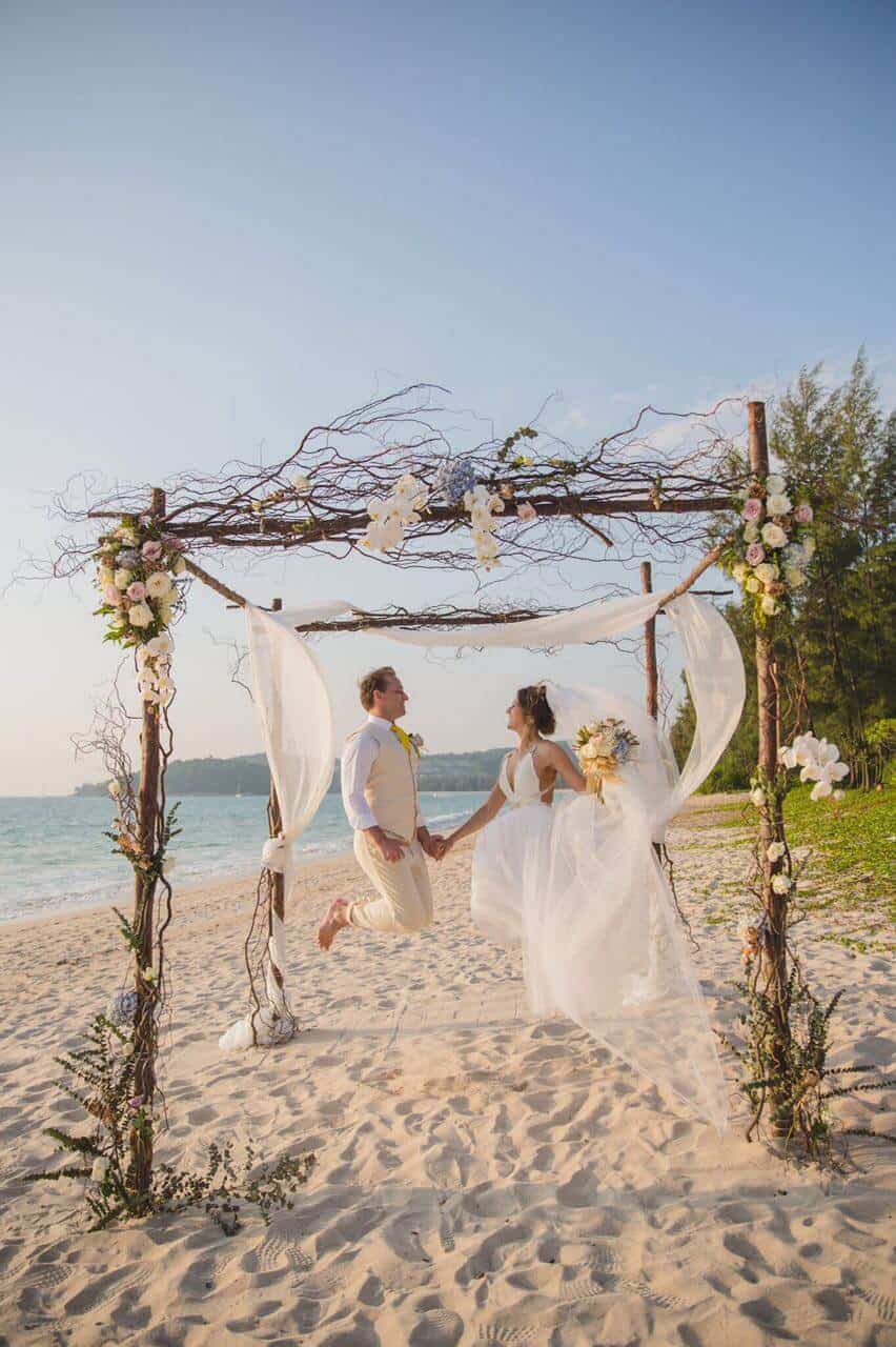 Viktoriya and Clifford after their Layan Beach wedding ceremony on 9 March 2017