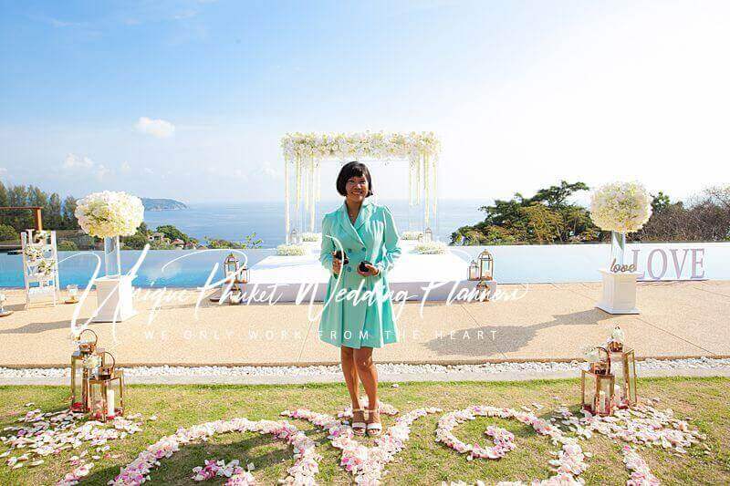The pool and sala at Villa Aye — the setting Brooke and Daniel chose for their ceremony